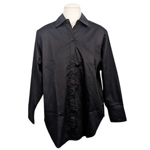 Sophie Grace Canada Womens Black Button Down Collared Dress Shirt Blouse Medium